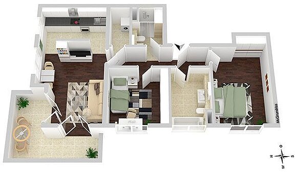 Neubauprojekt Stillerzeile Grundriss 3-Zimmer-Wohnung